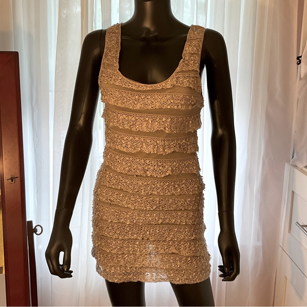 Gold sheer & striped  dress